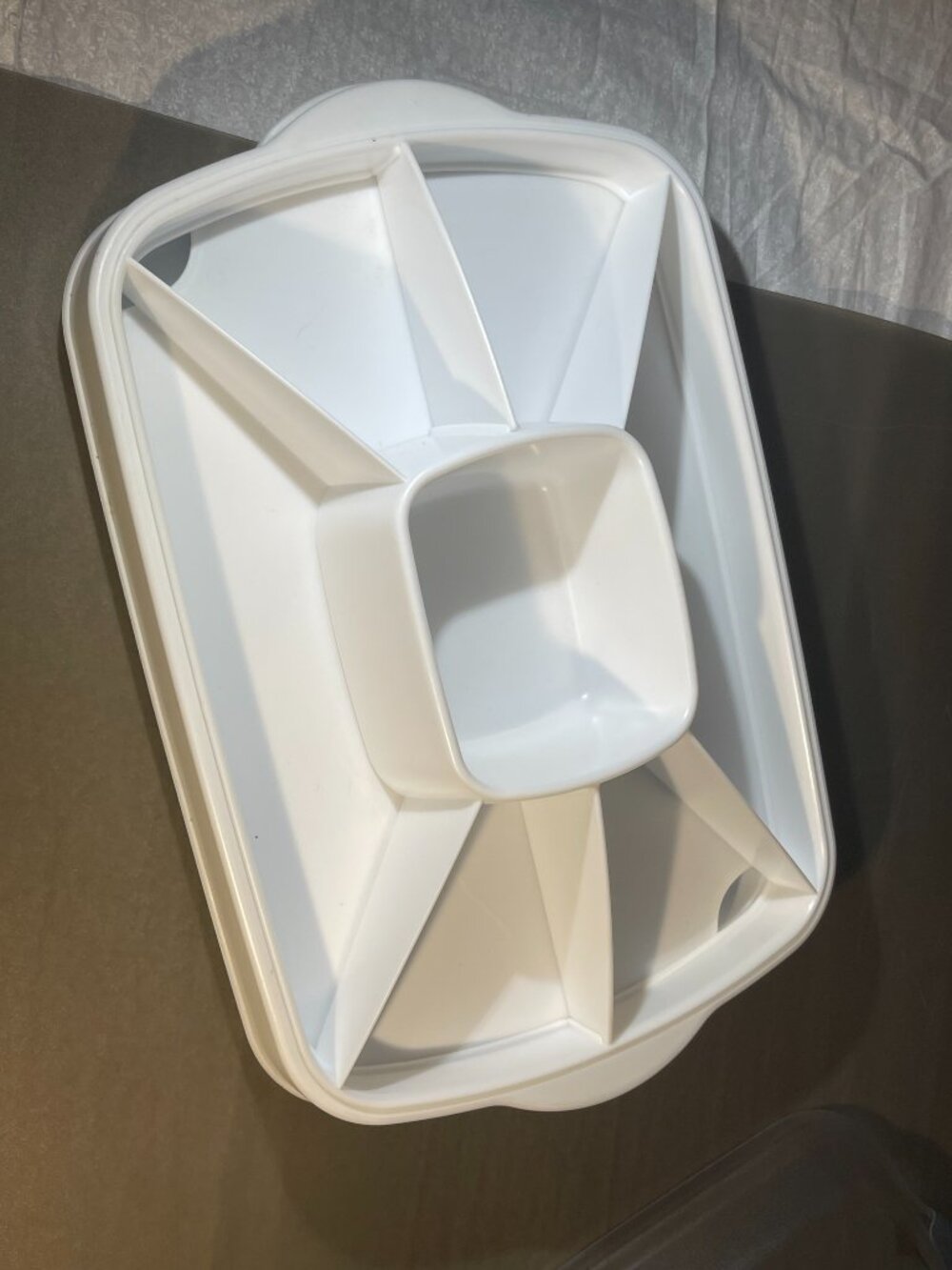 Pampered Chef Cool & Serve Rectangular Divided Serving Tray w/ Lid 100375 (2239)